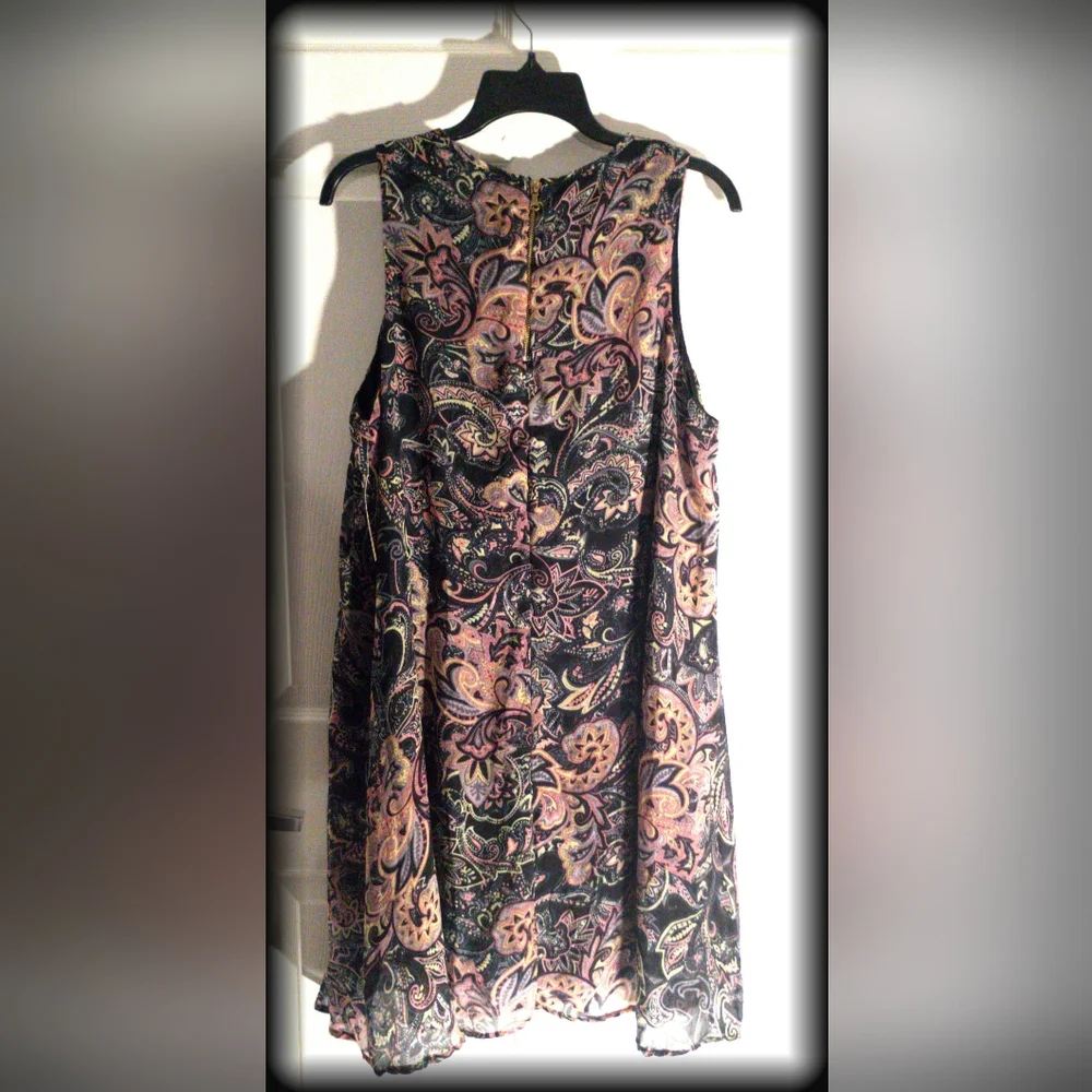 NEW! HAANI Bohemian style Paisley A line Trapeze shift dress-Sleeveless Lined XL